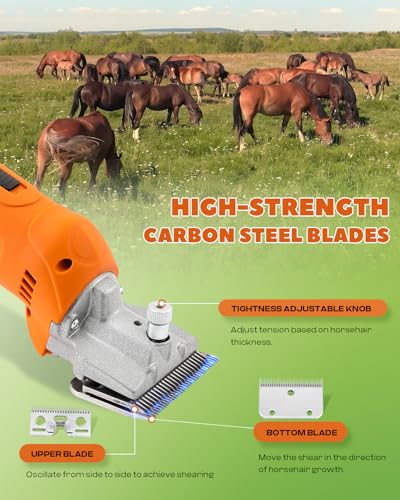 Cordless Horse Clippers for Ponies, Cattle & Large Dogs | Includes 2x 21V 4Ah Lithium Batteries & 6-Speed Adjustment. Professional Cordless Kit for Heavy-Duty Livestock Grooming