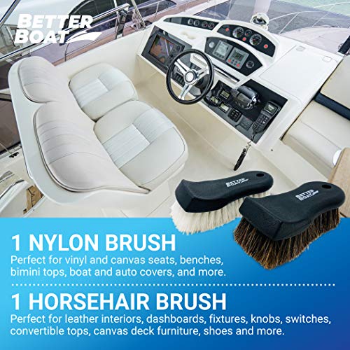 Upholstery Brush Set, Carpet and Car Cleaning Brushes, Horsehair Detailing | Brush for Upholstery Cleaner, Leather, Interior, Boat, Couch, and Sofa Cleaning