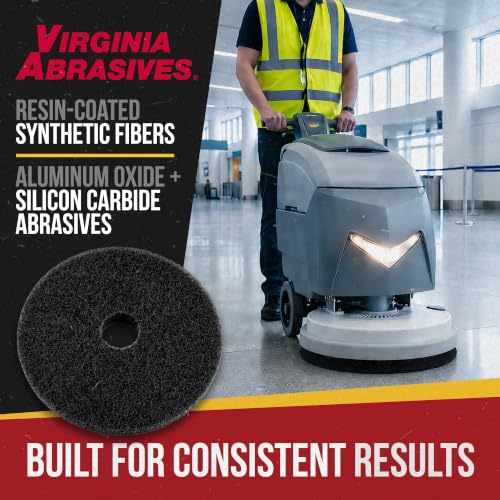 Black Floor Maintenance Pads, Heavy-Duty Stripping & Scrubbing, 13", 5 Pack | Scrubbing, Polishing & Stripping, Fits Floor Machines & Orbital Machines, Non-Woven Pads, Wax & Dirt Removal, Made in USA - size: 13 inches