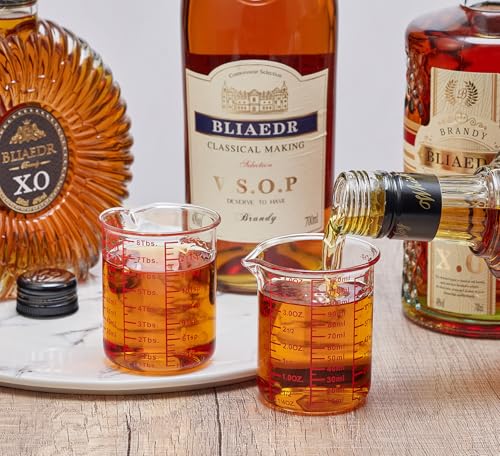 Ackers BORO3.3 4 oz/120 ml Glass Measuring Cup with V-Shaped Spout, 2 Pack | 3.3 borosilicate glass with a wide opening and five printed measurement units for small-batch cooking, baking and drink prep - size: 120 ML (4 Oz)-Pack of 2