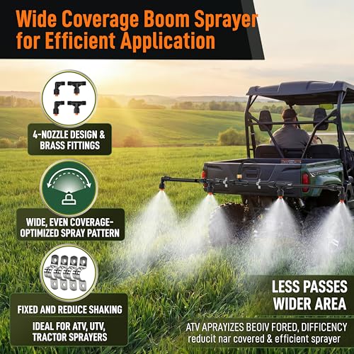 Boom Sprayer Wand ATV Sprayers Kit with 3/8 Inch Brass Barb Fittings | Wide Coverage Sprayer Attachment for UTV Tractor Tow Behind Sprayers Agricultural Lawn Spray System
