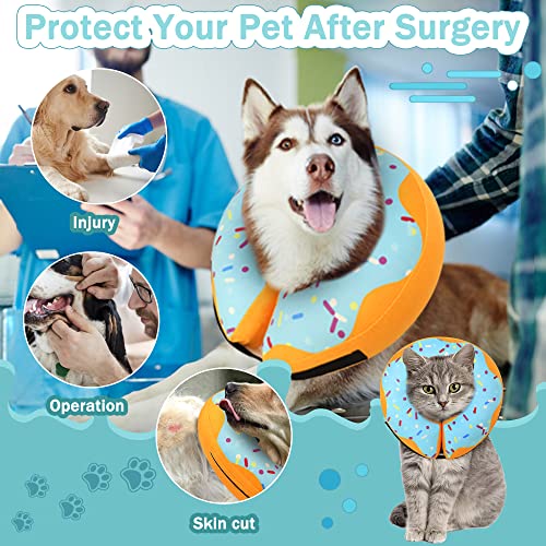 Recovery Donut Collar for Dogs & Cat,Inflatable Dog Cone Collar Alternative After Surgery,Soft Cone for Large Medium Small Dog,Adjustable Pet Neck Donut(Blue,Small) - color: Blue, size: S（neck 4"-7"）