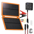 FieryRed 20W 12V Solar Panel Car Battery Charger & Maintainer, Foldable Trickle Charger with Built-in Controller, Cig Plug, Alligator Clips, USB-C, USB-A Outputs for Car, Boat, RV, Tractor - size: 20W