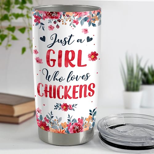 SANDJEST Chicken Tumbler - 20oz Stainless Steel Insulated Coffee Travel Mug Cup Gifts for Women, Girls & Teens for Birthday & Christmas - color: Chicken