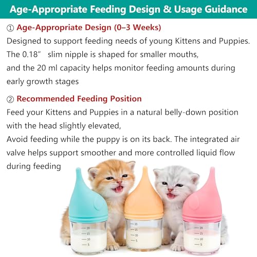 Puppy Bottles for Nursing，Kitten Bottles for Nursing，Pet Feeding Bottle，(Pink - 20ml) - color: Pink