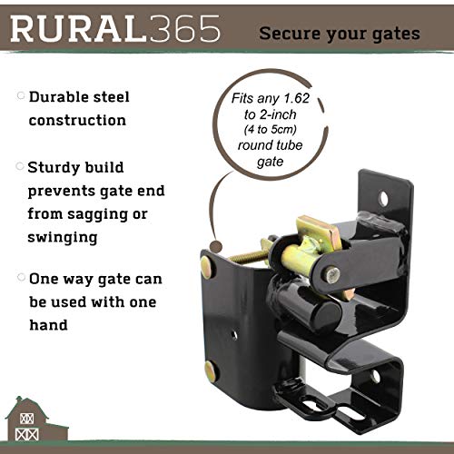 Rural365 Livestock One Way Latch for Cattle Gate - Black Farm Gate Metal Gate Latch 1 Way for Horse Corrals, Ranches