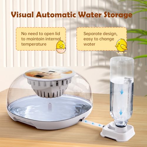 Egg Incubator for Hatching Chicks, Automatic Egg Turner Holds 12 Eggs | Smart Incubator 360° Clear Window with Temperature Display Egg Candler for Small Poultry Chickens Ducks Quails Eggs
