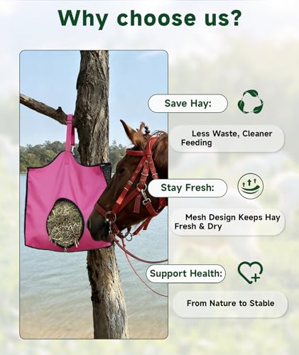 Hay Feeder for Goats and Horses - Slow Feed Design, Heavy Duty Hanging Hay Bag for Barn, Trailer & Paddock, Easy to Hang & Clean(1pcs, Pink) - color: 1pcs-pink