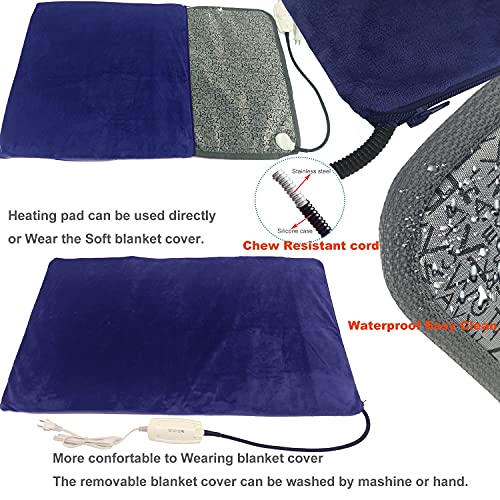 Pet Heating pad for Large Dog cat Heated Bed Dog Heating pad 34" x 21" with Soft Washable Cover Electric Heating pad Keep Pets Warmer Water Resistant Chew Resistant Cord