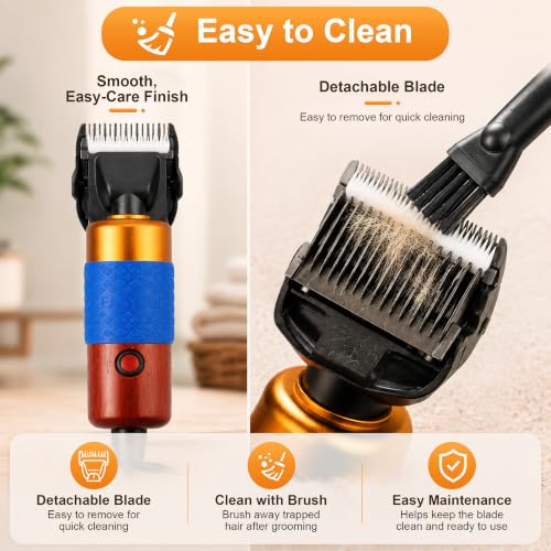 Dog Clippers for Grooming Thick Hair, 200W Sheep Shears, Pet Clipper Kit | Corded Dog Hair Trimmer with Spare Blade, Stepless 2000-6600 RPM, 10ft Cable, Low Noise, for Dogs, Sheep, Goats and Alpacas - size: 10 feet