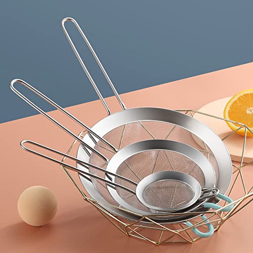 304 Stainless Steel 3.15 inch Fine Mesh Strainers for Kitchen, Colander-Skimmer with Handle, Sieve Sifters for Food, Tea, Rice, Oil, Noodles, Fruits, Vegetable 3inch - size: Small 3 inch
