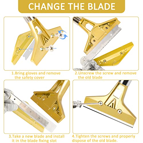 Razor Blade Scraper with 20 PCS Extra Blades and Gloves. | 4"Heavy-Duty Floor Scraper,Ideal for Cleaning Windows,Glass,Tiles,Wall,Labels,DIY Renovators,Professional Cleaners