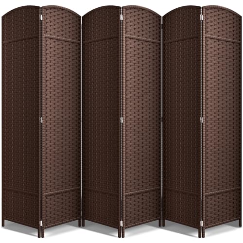 Sorbus Foldable Room Divider, Mesh Privacy Screen (6 Panel, Chocolate) | Folding screens, dividers for rooms, double-hinged panels; freestanding partition for bedrooms, offices and shared areas - color: Chocolate, size: 6 Panel