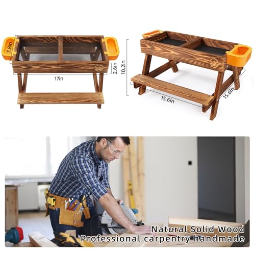 Chicken Picnic Table, Chicken Feeder No Waste Handmade Carbonized Wooden, Large DIY Chicken Feeder Kit, Wild Bird, Duck & Squirrel Feeders, Mesh Bottom Keep Food Fresh and Dry Easy to Clean and Fill