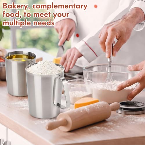 Copkim 4 Pcs Stainless Steel Measuring Cup with Handle and Pour Lip 50.7 oz/1500 ml 304 Steel Milk Frothing Jug 6 Cup Metal Pitcher for Coffee Shop Bakery Commercial Home Latte Art Baking Frothing - size: 50.7 Oz, 1500 Ml, 6.25 Cup