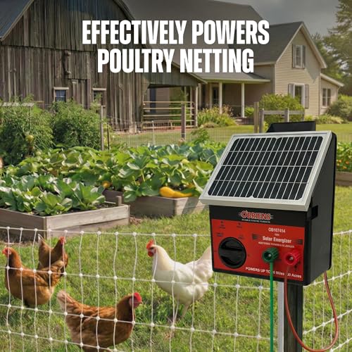 O'Briens Solar Fence Energizer 0.15 Joule | Electric Fence Charger for Up to 10 Miles / 30 Acres | Portable Unit for Poultry, Gardens, Pastures, Livestock Protection & Wildlife Exclusion