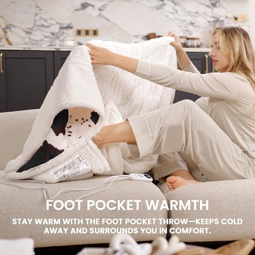Heated Blanket Throw Blanket - Fast Heating Electric Blanket, Soft Heated Throw with 4 Time Settings,10 Heating Settings, Warm Gifts for Women Mom Grandma(50" x 60" Black) - color: 10 - Black, size: Throw 50" x 60"