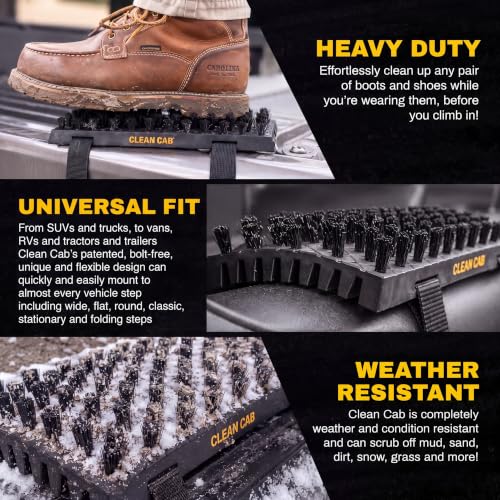 Universal Fit Truck Step Mounted Brush - Heavy Duty Boot Brush for Trucks, RVs, SUVs, and Semis - Easy Velcro Mounting - Perfect for Camping, Jobsite, and Home - Durable and Reliable
