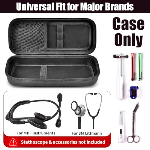 Stethoscope Case for 3M Littmann/for MDF,Nursing School Essential Organizer‌ | For Classic III Monitoring/Lightweight II S.E/Cardiology IV Diagnostic/Acoustica,Doctor/Student/Clinical Use, Case Only,Black - color: Black