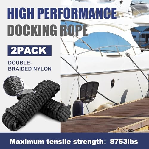 TetherTite Boat Dock Lines 5/8 Inch 20/25/30 Ft,Double Braided Nylon Boat Dock Lines with Loop, Mooring Line Marine Rope (5/8" x19') - size: 5/8"x19'