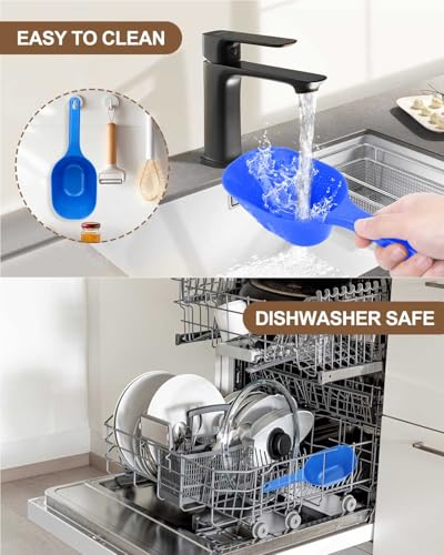 2 Pack Dog Food Scoop, 1 Cup Pet Food Scoop With Measuring Lines (Blue) | Clear Markings for Precise Measuring 1/2 and 1 Cup Lines,Dishwasher Safe,Plastic,Portable and Sturdy - color: blue