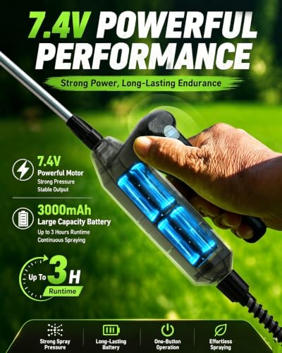 Weed Sprayer 2 Gallon, Electric Weed Sprayer 7.4V Powerful Battery with 5 Mist Nozzles, Rechargeable Handle, Retractable Wand, Adjustable Strap, Battery Powered Sprayer for Lawn, Garden, Yard, Plants