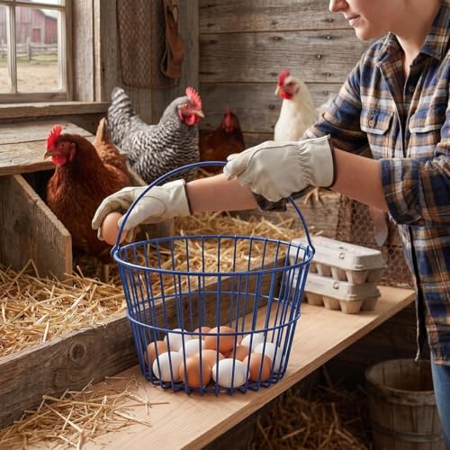 FarmTek Large Plastic-Coated Egg Basket – 15-Dozen Capacity | Gentle Protection for Fresh Eggs, Rust-Resistant Design, Professional Farm Collection Carrier