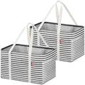 LHZK 2 Pack Utility Tote Bag with Metal Wire Frame and the Sides Rinforced, Large Tote Bag with Handle, Reusable Grocery Bags Foldable, Beach Bag, Car Tote, Black, 18.5''x11.8''x11.5'' - color: Black/White, size: 18.5''x11.8''x11.5''-2 Pack