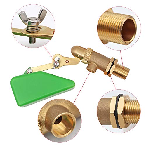 1/2 Inch Brass Float Valve for Pond Auto Fill Float Ball Valve | with Adjustable Arm, Water Float Valve for Water Tank, Water trough, Water Feature, Swamp Cooler, Stock Tank, Fountain