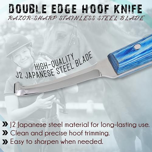 Sultan Shine Dual Sided Hoof Knife Trimmer with Ultra-Sharp J2 Japanese Stainless Steel Narrow Blade, Ergonomic Handle – Professional Farrier Tool for Horses, Cows & Farm Livestock (Right-Handed)
