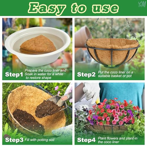 Y&M 3pcs 20 Inch Round Coco Fiber Hanging Basket Liner for 20'' Hanging Planter - size: 20in 3P