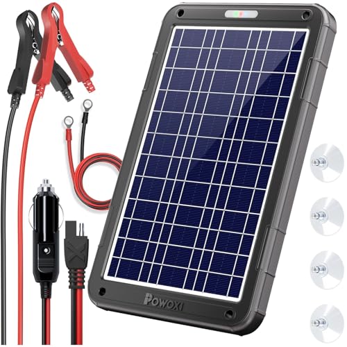 POWOXI 12W 12V Solar Battery Charger Trickle Maintainer Kit for Car | Smart Charge Controller | Waterproof | Intelligent Safety Protections | for Boat, Marine, RV, Automotive, Motorcycle, Trailer - color: PWM-12W