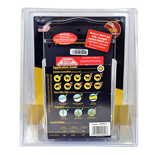 Zareba Solar Powered Low Impedance Electric Fence Charger - 2 Mile Solar Powered Electric Fence Energizer, Contain Small Animals and Keep Out Predators - ESP2M-Z