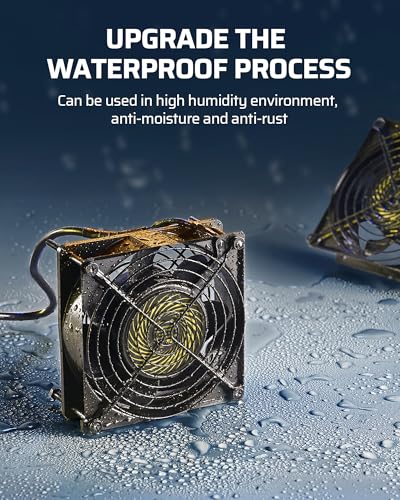 DEWENWILS 2 Pack 120V AC Fan Waterproof Exhaust Fan 120mm 13W 2800RPM 60CFM | DIY Cooling Fan for Refrigerator, Computer Case, Compressor Engine, Generator, UL Listed, Matte Black - size: 120mm×25mm, style: 2 pack