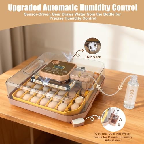 ZEMIRO CHARGE Series IV - 48 Egg Incubator for Breeders, Sensor-Based Precise Humidity & Temp Control, Chick Separator, Adjustable Egg Spacing, Auto Turn & Auto Stop, Preset Incubation Days, Candler - size: 48-Egg Brown