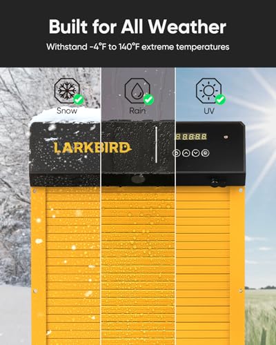 LARKBIRD Automatic Chicken Coop Door with Audio Recall Function, Yellow | Solar & Battery Powered, Timer & Light Sensor, Bluetooth App Control, Anti-Pinch System - color: Yellow