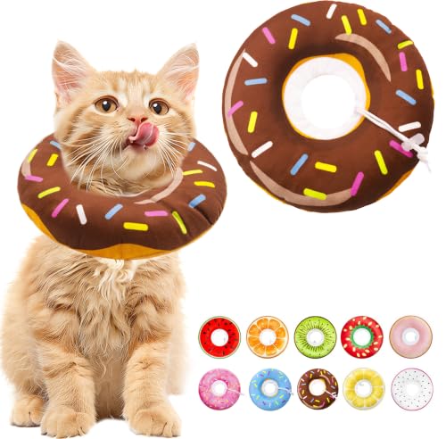 Cat Cone Collar Soft, Adjustable Cat Recovery Cone (Brown, S) | Stop Licking, Cute Kitten Donut Collar After Surgery, Elizabethan Collars for Kittens, Lightweight Cats Neck Cones - color: Brown, size: Small