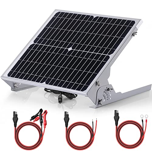 SUNER POWER 20W 12V Solar Battery Charger Maintainer, Built-in Smart MPPT Charge Controller, Adjustable Mount Bracket, Waterproof 20 Watt Solar Panel Kits for Car Automotive Boat Marine RV Trailer - size: 20W PRO