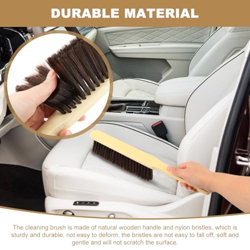 2 Pieces Wooden Dust Brush, Hand Broom Bench Brushes with Soft Bristles, Shop Brush with Long Handle, Soft Bristle Brush for Counter Sofa Bed Car Clothes Household Cleaning