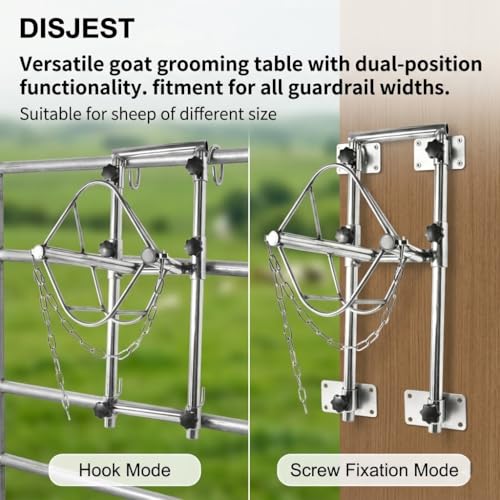 Heavy Duty Adjustable Stainless Steel Sturdy Goat Sheep Stand | Premium Reinforced Stainless Steel Livestock Trimming Goat Stand, 4-17.7 Inches Adjustable Height Animal Care Feeder Unit