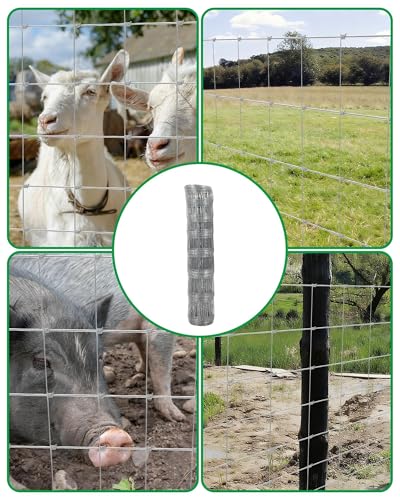 Hinge Knot Livestock Fencing for Cattle Goats Sheep Hog, Heavy Duty Durable Metal Field Fence for Pasture Yard Garden | Hinge Knot Livestock Fencing for Cattle Goats Sheep Hog, Heavy Duty Durable Metal Field Fence for Pasture Yard Garden