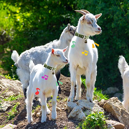 Goat Collars with Bells, 5 Pcs Adjustable Nylon Sheep Collar with 10 Pcs Anti-Lost Loud Brass Bell and Key Ring Baby Goat Supplies Accessories for Farm Animal Goat Sheep Cow Horse Dog
