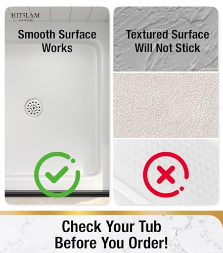 HITSLAM Non Slip Shower Mat, Square Bathtub Mat, 24x24 Inch, Grey | Diamond Textured PVC Bath Mat With Suction Cups, Shower Stall Mat with Center Drain Hole, Strong Grip, Machine Washable - color: Grey