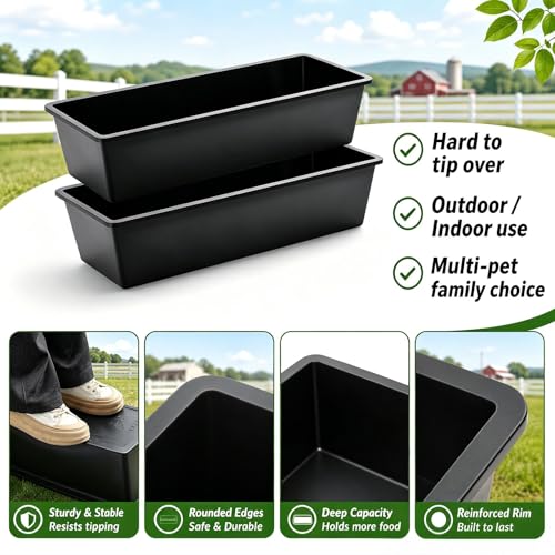 4 Pcs 6.3 Gallon/25 Quart Livestock Water Trough Polypropylene | 29" Long Large Capacity Livestock Feeding Trough for Calves Pig Sheep Horses Alpacas and Goats Farm Animal Feeding - color: Black, size: 6.3 Gallon/25 Quart