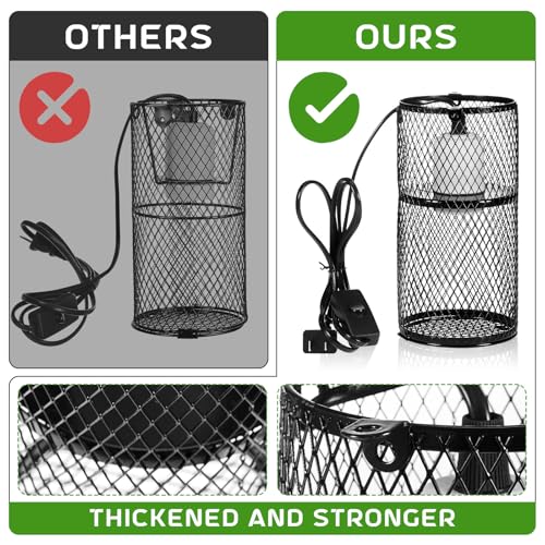 2 Pcs 4 Inch Reptile Heat Lamp Guard Anti Scald,White, Black | Heating Lamp Holder, Mesh Cage, with 150w Ceramic Heat Emitter, Basking Anti Scald, Reptile Lizard Protection, Without Bulb - color: White