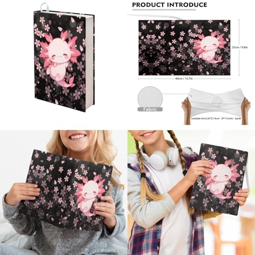 Upetstory Cherry Blossom School Bag Axolotl Backpack for Girls School Bag Set wth Lunch Box 6-8 8-10 10-12 Kids Pencilcase Water Bottle Sleeve Book Cover Elementary Kindergarten Preschool Bookbag - color: Cherry Blossom Axolotl