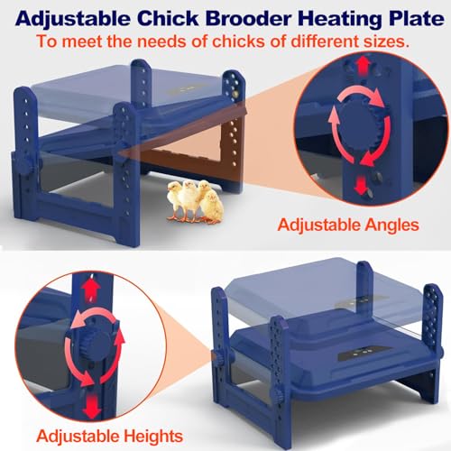 Chick Brooder Heating Plate with Adjustable Temperature, Chicken Brooder Heater for Baby Chicks, Ducklings, Safer Alternative to Heat Lamps, Adjustable Height, Brooder Plate 130W 19"x19" Red