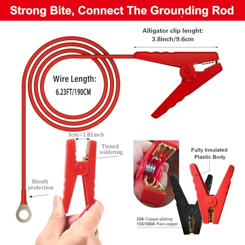 6.6ft Electric Fence Jumper Cable, Copper Wire Connectors with Alligator Clips for Energizer, 2PCS - color: 6.6Ft