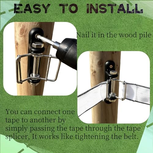 10Pcs Electric Fence Polytape Insulators Buckles for 1.7" Tape | Interlocking buckles for tautness. Impact-resistant, non-conductive. Triple anchor points. Modular for corners/ends/gates