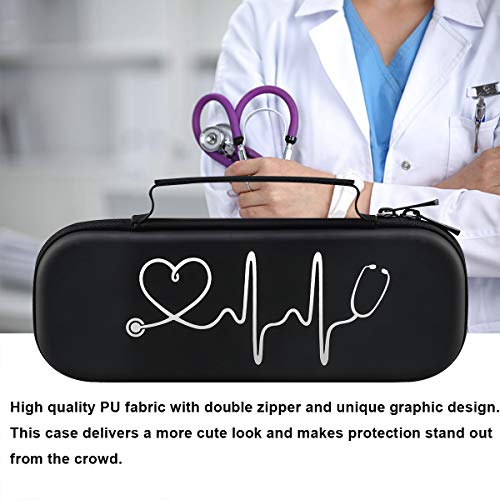 BOVKE Stethoscope Case for 3M Littmann Classic III, Lightweight II S.E, MDF Acoustica Deluxe Stethoscopes - Extra Room for Medical Bandage Scissors EMT Trauma Shear and LED Penlights, Black - color: Black